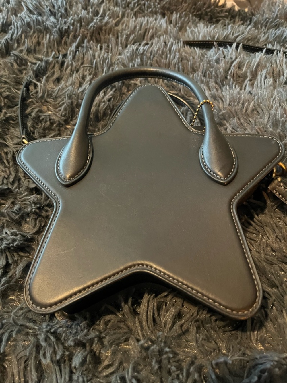 Black Coachtopia Star Recycled Leather Mini Crossbody Handbag with Top Handle - Picture 2 of 9
